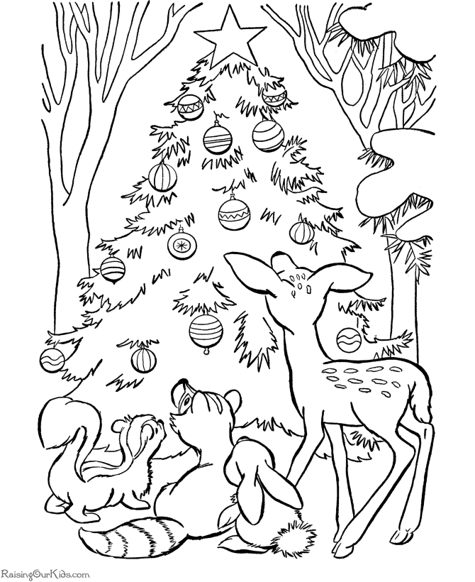 Christmas coloring pages of animals - printable and free!