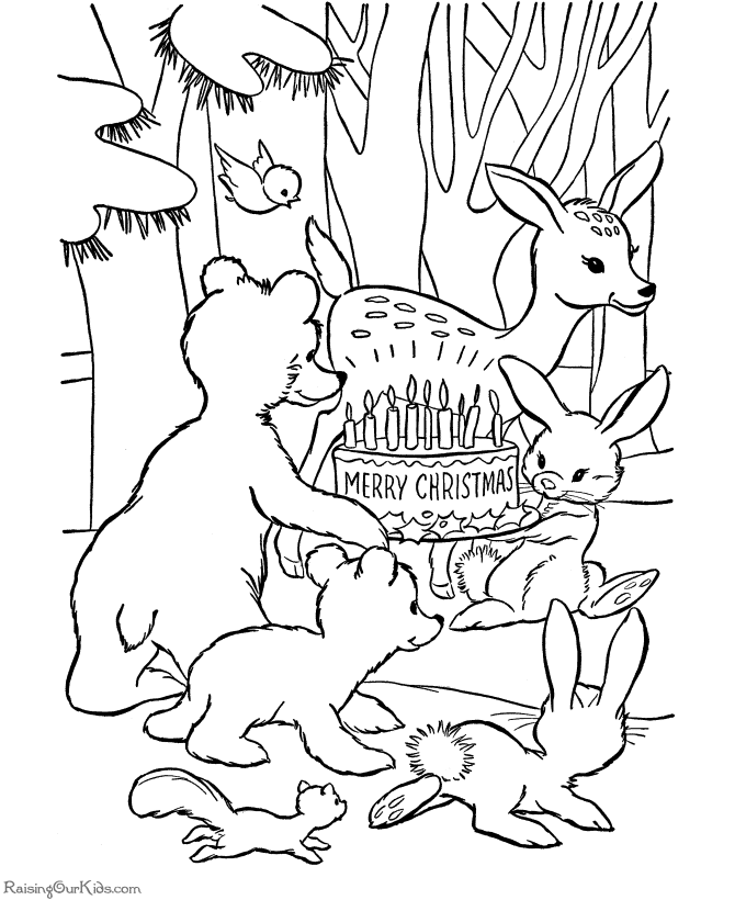 Animal coloring pages for Christmas - printables!