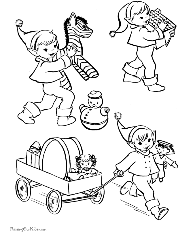 Christmas coloring pages - Santa's helpers!