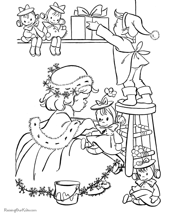 Free Christmas printable coloring pages - Elves!