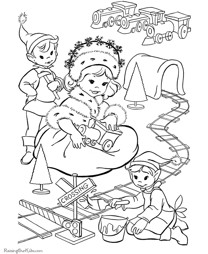 Christmas coloring pages of Santa's elves!