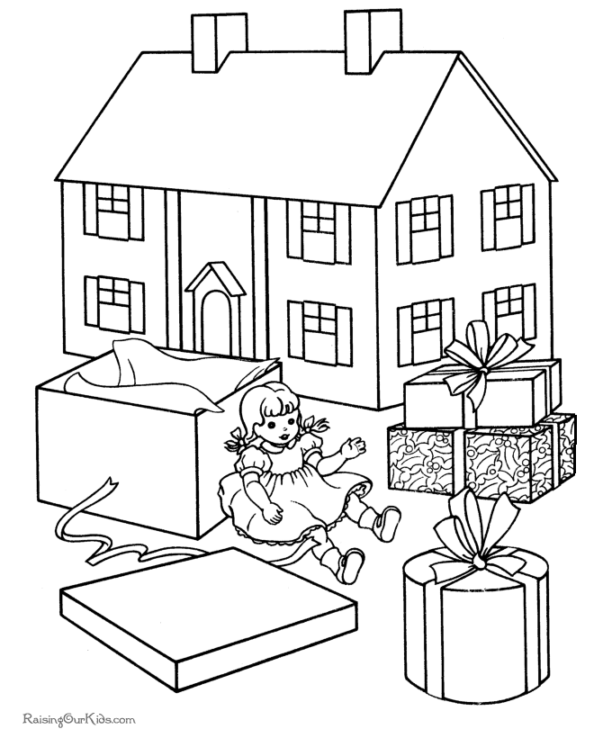 Printable Christmas coloring pages - Toys under the tree!