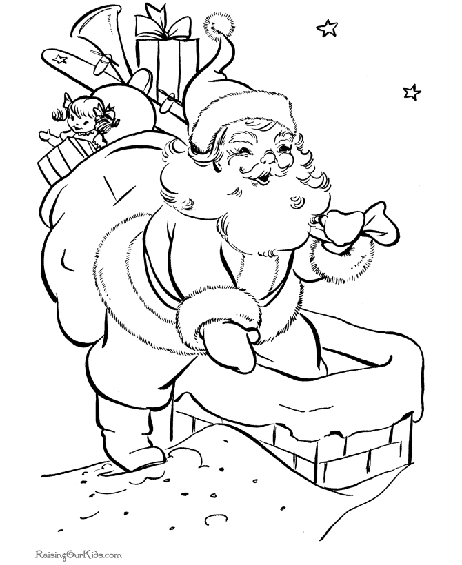 Santa delivers the toys - Christmas coloring pages!