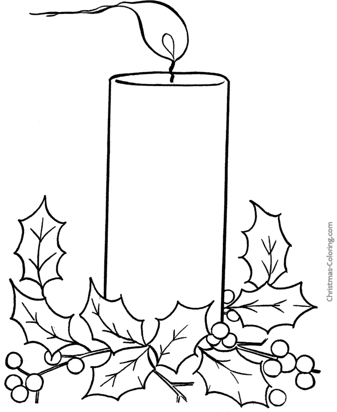 christmas candle coloring page to print and color