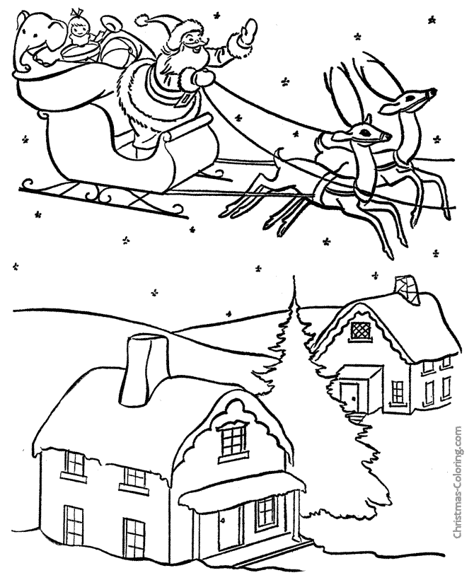 Santa in sleigh coloring page