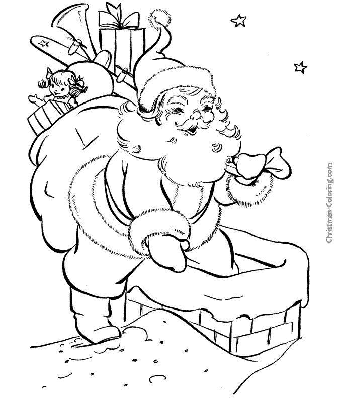 Down the Chimney Santa coloring page