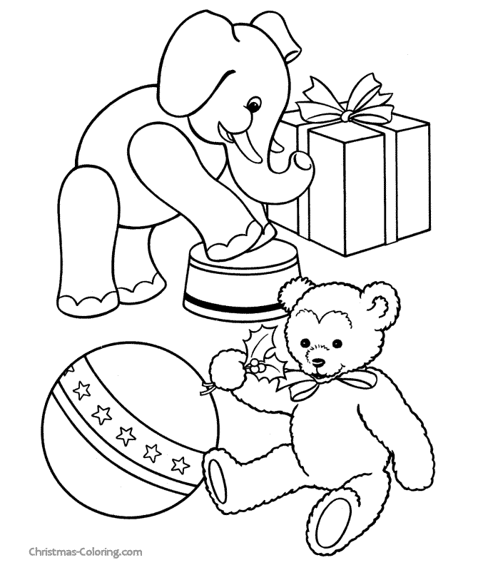 Kids Christmas toy coloring page