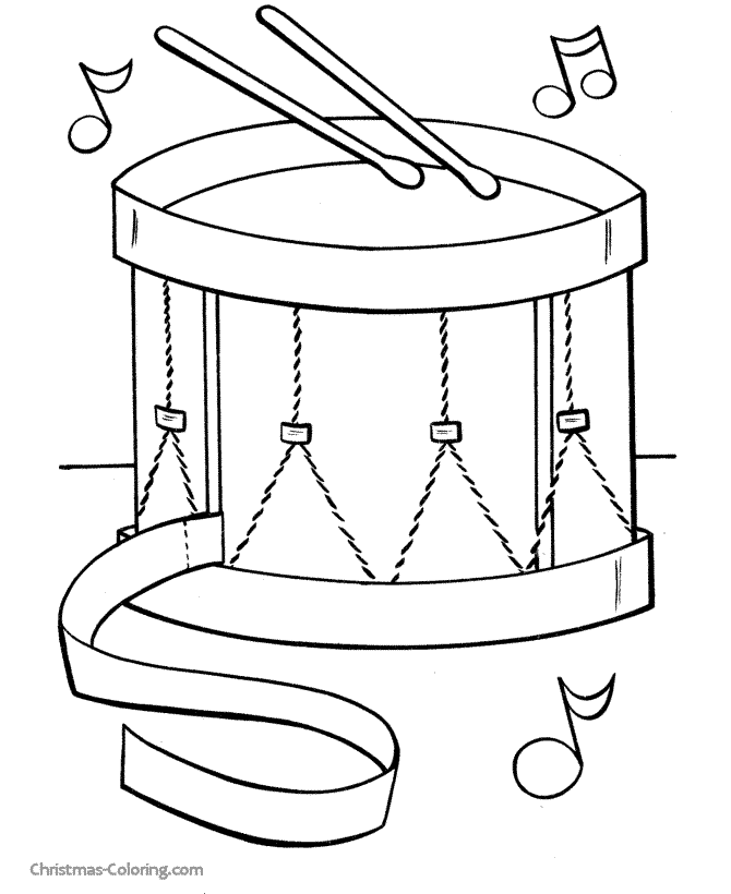 Christmas toy drum coloring page