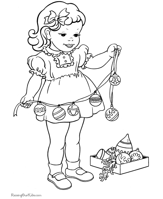 Decorating the Christmas tree coloring pages!