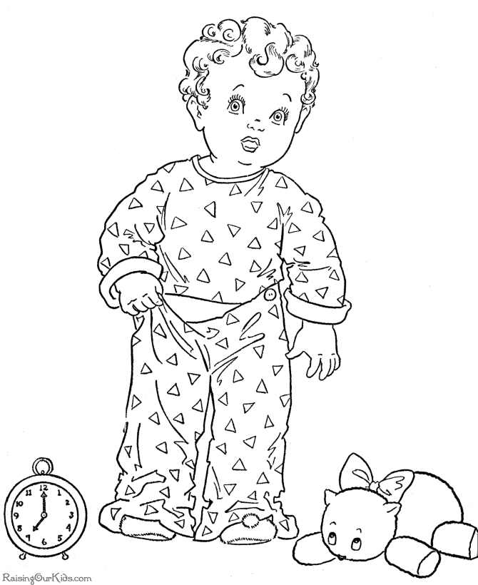 Kid's printable Christmas coloring pages - Bedtime!