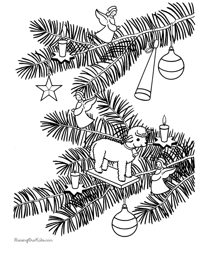 Angel Christmas Tree Ornaments Coloring Pages - Free!