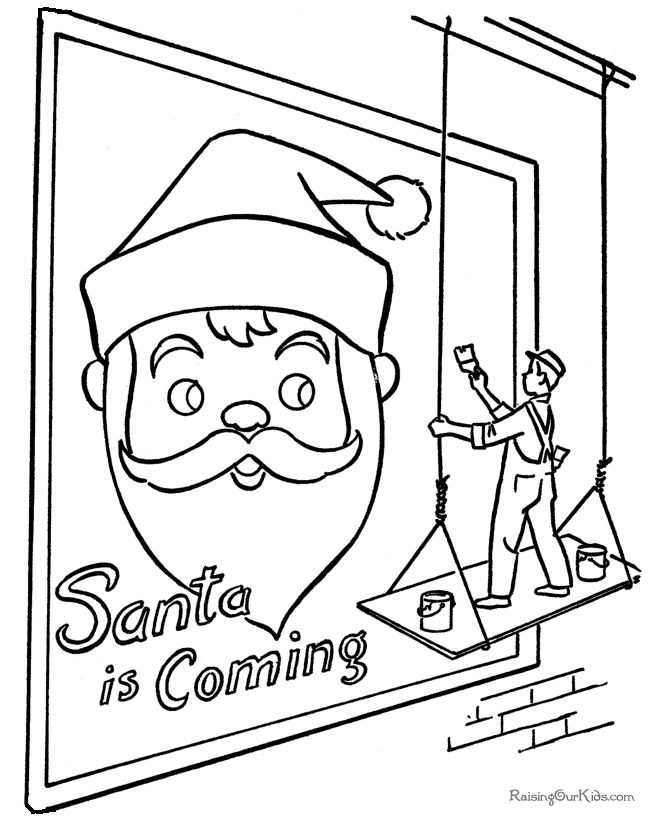 Santa's billboard - Printable Christmas coloring pages